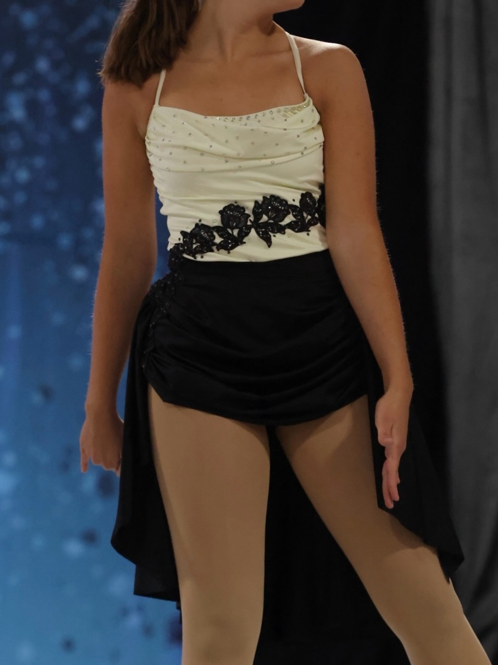 Kelle Lyrical Dance Costume Black & White (cream)